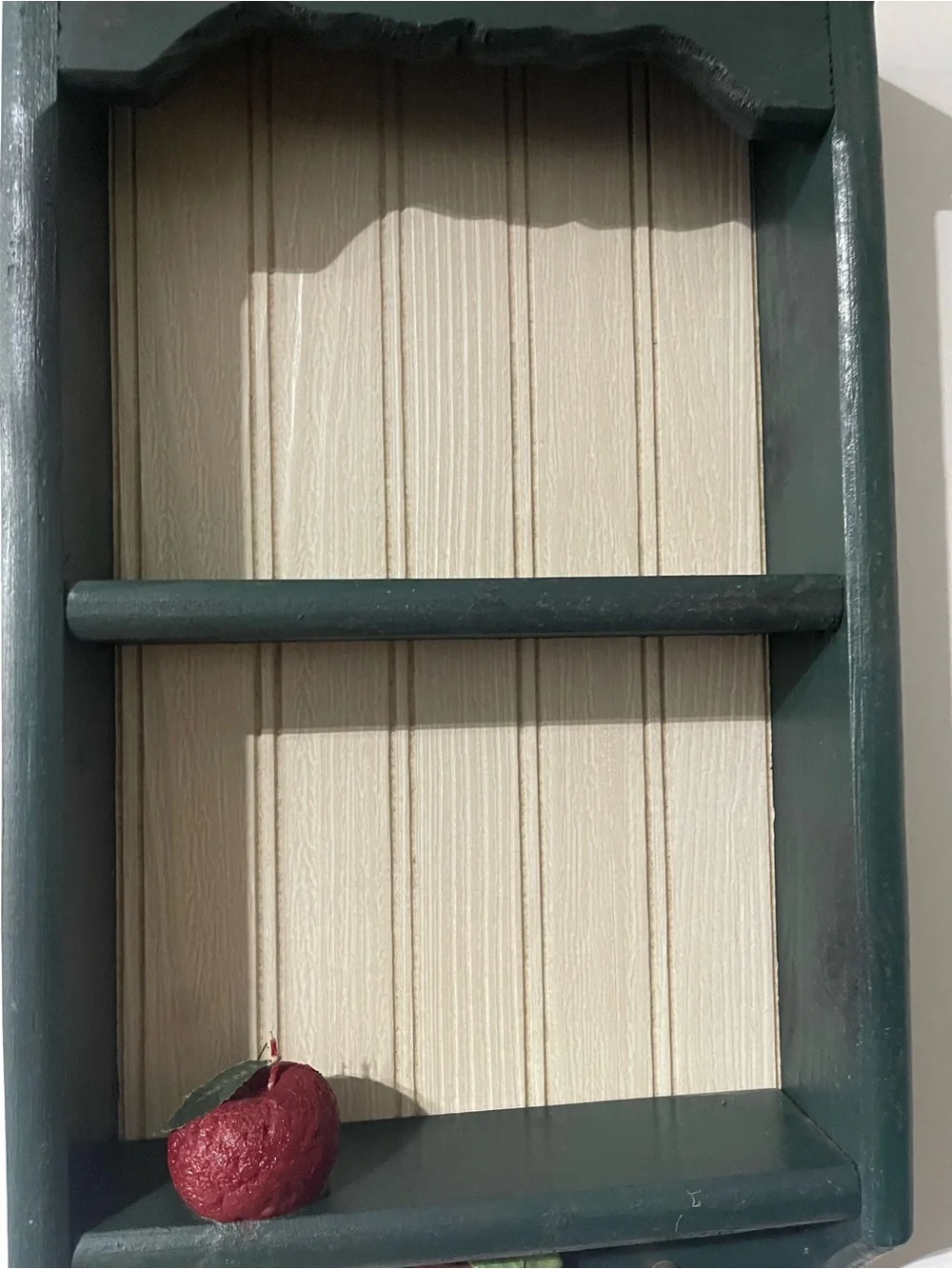 Decorative Wall Shelf with Red Apple Accents - Green